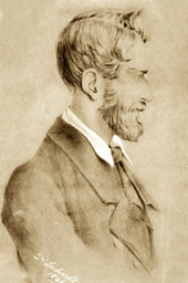 Image of a charcoal illustration of Ludwig Leichhardt by Charles Rodius, 1846.