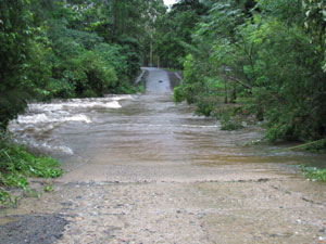Floodwaters can cut roads in Imbil State Forest. If it’s flooded, forget it! Wait it out.
