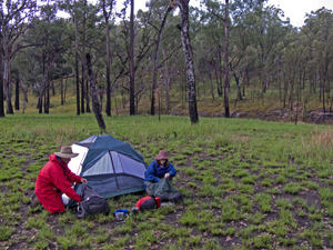 Image of West Branch walkers' camp which lies alongside the banks of the Maranoa River.