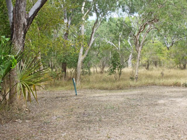 The camping area is beside a waterhole on the Normanby River.