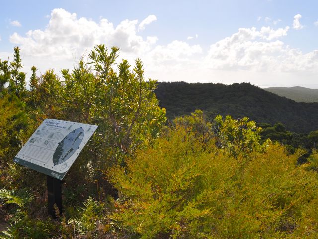 A sign at Mount Tempest lookout reveals more about Moreton Island's indigenous people, the Dolphin clans.