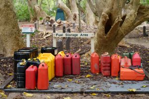 Fuel storage area at North West Island camping area.