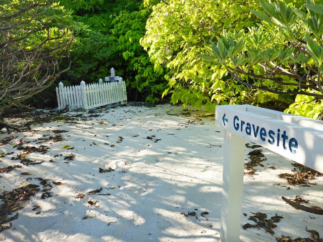 Walk south along the beach to the gravesite.