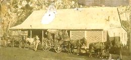 Cobb and Co. coach outside a hotel in Atherton, 1895. 