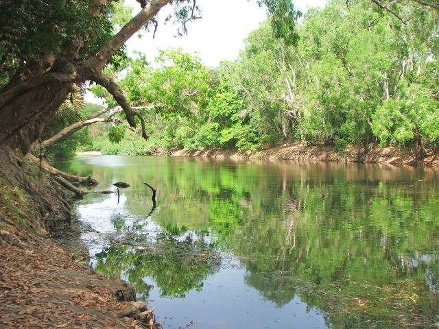 Overlook the scenic waterhole from your Kennedy Bend camping area.