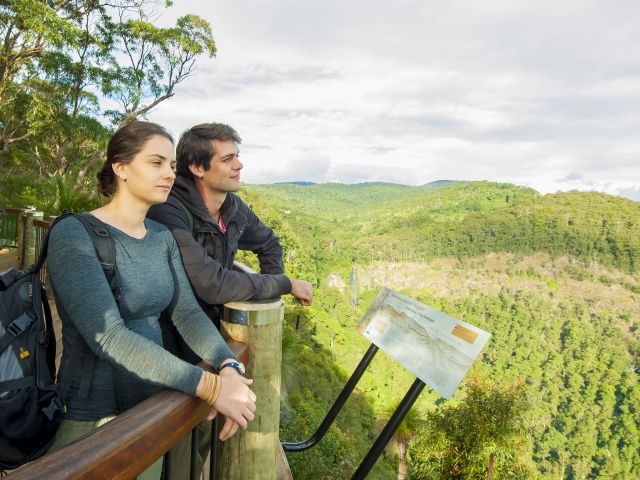 The lookout has views of Morans Falls, Castle Crag and Lost World.