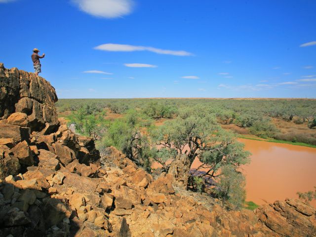 Get a bird's-eye view of the Diamantina River from atop ancient rocks.