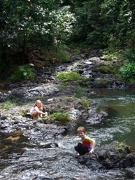 Henrietta Creek near the camping area is a popular place to refresh.