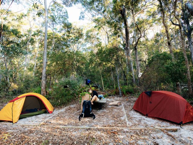 Rest after a day's walk in a small clearing near Lake Benaroon.
