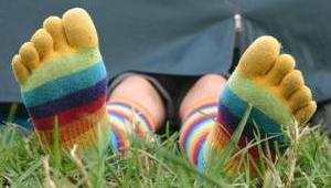 Image of a person putting their feet up.