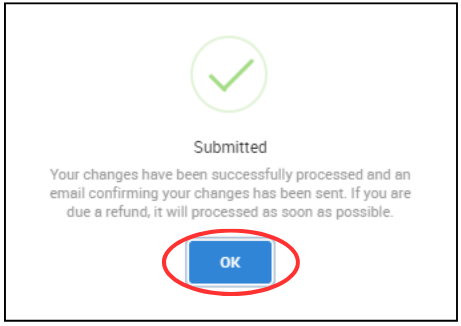 Screenshot of submitted pop up box with ok circled