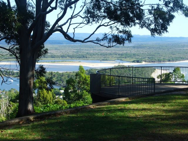 Looking north, the view from Laguna Lookout takes in the Noosa River and Lake Cooroibah in the distance.